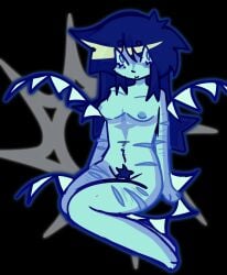 ambiguous_gender breasts covering_crotch forsaken forsaken_(roblox) hairy_pussy happy_trail naked nude nude_ambiguous nudity scars scars_all_over self_harm_scars sitting stomach_hair tail two_time_(forsaken) wings