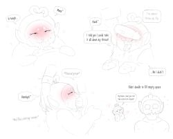 1boy 1boy1girl 2d 2d_(artwork) 2d_artwork anthro anthro_on_anthro bardo_(ruption_shine) blush blush chubby chubby_female couple couple_(romantic) cum cum_in_mouth cumshot cumshot_in_mouth cumshot_on_face dewlap_(anatomy) dialogue female head_grab heart heart humanoid_genitalia humanoid_penis nervous penis penis_covering_eyes pippy_(rosebud) pov pov_eye_contact rcsebud sharp_teeth sheath slendytubbies slendytubbies_3 slendytubbies_oc speech_bubble sweat sweating tears tears_in_eyes teletubbies throat_fuck throat_penetration