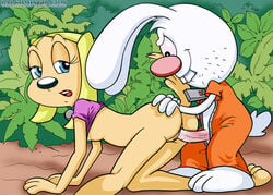 all_fours anthro ass bbmbbf blue_eyes bottomless brandy_and_mr._whiskers brandy_harrington breasts canine collar disney disney_channel doggy_style female fur furry lagomorph looking_at_viewer male mr._whiskers nipples palcomixvip.com penetration penis pussy rabbit sex straight toon_disney white_fur