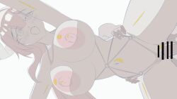 1boy :d akanee101 animated bar_censor bikini blush bouncing_breasts breasts censored demon_girl demon_horns doggy_style female from_below horns huge_breasts kanan-sama_wa_akumade_choroi large_areolae lillum lillum_(kanan-sama) long_hair navel open_clothes pussy sex sex_from_behind sidelocks simple_background sketch smile straight swimsuit tagme torso_grab ugoira unfinished vaginal_penetration video white_background
