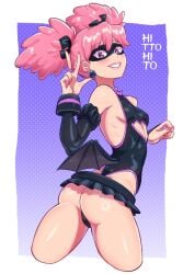 1girls ass ass_focus big_ass big_butt bubble_ass bubble_butt female female_focus female_only haneyama_kazuho hero_outfit_(mha) hitto_hito large_ass large_butt looking_at_viewer looking_back low-angle_view mask medium_breasts my_hero_academia pink_hair pop_step red_eyes twintails vigilante:_my_hero_academia_illegals