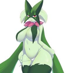 anthro big_breasts female furry meowscarada ohuryh pokemon pokemon_(species) solo