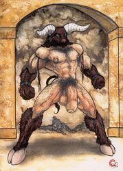 1boy bovine chris_fang goth hexen? hooves horns male male_only minotaur muscles solo straight_hair tom_of_finland