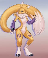 1girls anime anthro bandai_namco digimon digital_art female horizonah221 manga nude renamon solo
