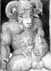 1boy arjuna balls bighorn_sheep caprine cum cumshot huge_cock male male_only masturbation orgasm penis ram solo