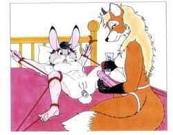 1990s 1998 20th_century anal anthro bondage canine dildo domination female femdom flat_chest fox fur furry genitals lagomorph pussy rabbit sex_toy strap-on surprised tim_o'rourke yuri