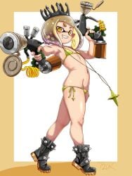 1girls bikini crown dualies dualies_(splatoon) female female_focus female_only flat_chest grizzco_dualies looking_at_viewer nintendo octoling pearl_(splatoon) pearl_houzuki salmon_run splatoon splatoon_(series) splatoon_2 t2ukmyjm thick_thighs weapon weapons