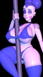 3d 3d_(artwork) 3d_model ballora ballora_(fnafsl) ballora_(spiderjunior10) big_breasts cleavage clothed five_nights_at_freddy's five_nights_at_freddy's:_sister_location fnaf heart-shaped_pupils looking_at_viewer pole pole_dancing scottgames sister_location solo spiderjunior10 stripper stripper_pole