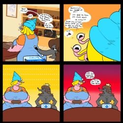 olozva cuka_(olozva) original_character comic comic_strip 4koma mini_comic dialogue english_text english english_dialogue 2girls solo_female size_difference height_difference no_sex partially_clothed partially_clothed_female partially_nude partially_undressed technically_clothed technically_nude pasties pasties_only star_pasties crown furry furry_female furry_tail anthro anthro_only anthro_female crustacean crustacean_humanoid pink_skin pink_body clothed clothed_female clothed_female_nude_female cfnf grey_body grey_fur grey_skin rat rat_tail rat_ears rat_girl no_humans no_shame shameless shameless_nude_female big_breasts big_ass big_butt huge_breasts huge_ass huge_butt bbw chubby chubby_female chubby_anthro chubby_girl voluptuous voluptuous_female voluptuous_body voluptuous_anthro curvy curvy_figure curvy_female curvy_body curvy_hips curvy_thighs curvy_anthro curvaceous_female curvaceous_figure curvaceous_body full_color color colored big_teeth nerd nerdy_female homeless_female homeless