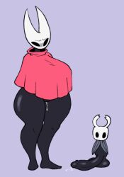 big_breasts breasts cape cloak dripping_pussy embarrassed embarrassed_nude_female h0t_melon hollow_knight hornet_(hollow_knight) huge_breasts huge_cock limp_penis penis precum protagonist_(hollow_knight) pussy red_cape siblings size_difference small_but_hung taller_girl wide_hips