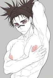 1boy 1male ai_generated bara big_penis bottom_pov civitai enticing gay gay_male illustrious_(stable_diffusion) implied_sex male male_focus male_only male_prey nude queer stable_diffusion sweat sweating tied_up yaoi black_and_white showing_off jerking jerkingoff one_arm_up arms_behind_head smirking_at_viewer smirking smirk tongue_out jujutsu_kaisen jjk choso_(jujutsu_kaisen) choso_kamo
