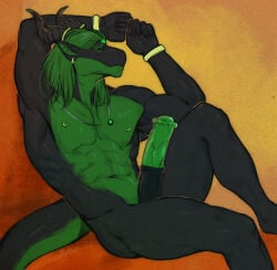 abs absurd_res animal_genitalia animal_penis anthro bangle big_penis black_body black_penis claws dragon ear_piercing ear_ring equine_genitalia equine_penis erection eye_markings eyebrow_slit eyebrows flared_penis flexing forehead_gem gem genitals green_body green_eyes green_hair green_penis hair hi_res horn horn_jewelry horn_ring jewelry long_hair male markings muscular muscular_anthro muscular_male mythological_creature mythological_scalie mythology navel necklace nightarm nipple_piercing nipples nude pendant penis piercing pose ring_(jewelry) ring_piercing scalie sitting solo stretching tail valykh vein veiny_penis void_dragon