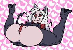 1girls 2026 animal_ears animal_humanoid ass big_ass black_clothing blazer boots breasts canid canid_demon canine canine_humanoid canis cerberus_(helltaker) clothed clothed_female clothing demon demon_girl demon_tail dog_ears dog_girl fang female female_only footwear front_view fully_clothed grey_body grey_eyes hair helltaker hi_res high_heel_boots high_heels humanoid large_ass legs_apart legs_up long_hair looking_up lying lying_on_back mammal mammal_humanoid medium_breasts miniskirt necktie on_back panties parallaxfused parted_bangs red_clothing red_eyes red_panties skirt smile smiling solo spread_legs tail thick_thighs thigh_boots thighhighs thighs white_hair