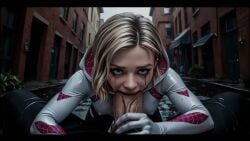 ai-created ai_generated animated blonde_hair blowjob gwen_stacy marvel marvel_comics oral oral_sex spider-gwen superheroine tagme video