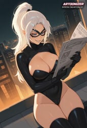 1girls big_breasts black_cat_(marvel) breasts cat_girl catgirl felicia felicia_hardy marvel marvel_comics spider-man_(series) white_hair bodysuit large_breasts long_hair mask smile ai_generated artoonizer ass big_ass blonde_female blonde_hair blue_eyes female female_only gloves latex_clothing latex_gloves latex_thighhighs light-skinned_female light_skin narrow_waist navel patreon patreon_username posing shiny_skin solo solo_female solo_focus stomach thick_thighs thigh_highs thighhighs wide_hips leotard outdoors plunging_neckline masked_female domino_mask black_gloves black_thighhighs black_leotard eye_mask boob_window tight_clothes tight_clothing cameltoe ponytail sitting newspaper reading reading_newspaper