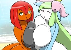 breasts_pressed_together heather_(igph) huge_breasts igphhangout lilligant lilly_(igph) pokemon scrafty tagme