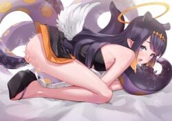 1girls ^^^ all_fours angel_wings animal_ears bangs bare_legs bare_shoulders black_dress blue_eyes blunt_bangs blush blushing_at_viewer bottomless censor_heart censored diadem dress feathered_wings female female_focus female_masturbation female_only from_side full_body gloves gradient_hair halo headpiece heart heart_censor high_heels highres hololive hololive_english hololive_myth inukai_mofu light-skinned_female light_skin long_hair looking_at_viewer looking_pleasured looking_to_the_side low_wings masturbation mole mole_under_eye motion_blur motion_lines movement_lines multicolored_hair ninomae_ina'nis no_panties okobo open_mouth orange_hair pale-skinned_female pale_skin penetration pleasure_face pointy_ears purple_eyes purple_gloves purple_hair pussy_juice saliva saliva_string saliva_trail single_thighhigh solo stockings teeth tentacle tentacle_hair tentacle_masturbation tentacle_sex thick_thighs thighhighs tiara trembling two-tone_hair upper_teeth vaginal_penetration very_long_hair virtual_youtuber white_legwear white_wings wings