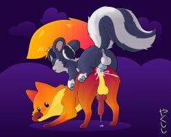 conditional_dnp yakukitsu mozilla kit_(mozilla_firefox) yaku_(yakukitsu) canid canine fox mammal mephitid skunk hi_res signature anal anal_penetration animal_genitalia animal_penis anus big_tail blep blue_anus blue_penis blush bodily_fluids canine_genitalia canine_penis cloud covering_nose cum cum_in_ass cum_inside doggystyle dripping duo feral fluffy fluffy_tail from_behind_position genital_fluids genitals hill interspecies larger_penetrated male male/male pawpads penetration penis precum precum_drip purple_eyes sex simple_background size_difference tail tongue tongue_out nonbinary_(lore)