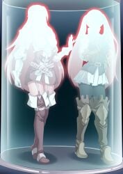 boots cordelia_(fire_emblem) fade_in fire_emblem fire_emblem_heroes garter_straps glass_container hadant in_container magic mother_and_daughter nintendo severa_(fire_emblem) teleportation thighs tights