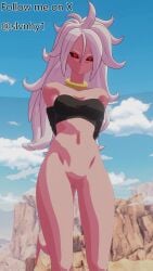android_21 majin_android_21 dragon_ball dragon_ball_z dragon_ball_fighterz pink_skin pussy showing_pussy looking_at_viewer cute 3d blender x_logo sylvannsfw cute_face red_eyes