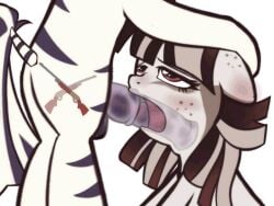 4:3 animal_genitalia animal_penis animated bangs deep_throat duo equid equine equine_genitalia equine_penis eyelashes fellatio female female_penetrated freckled_ears freckled_face freckles genitals hasbro high_framerate horse long_eyelashes male male/female male_penetrating male_penetrating_female mammal my_little_pony oral oral_penetration p666k penetration penile penile_penetration penis penis_in_mouth pony sex zebra