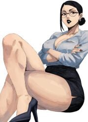 1girls 2d 2d_(artwork) asian asian_female big_boobs big_breasts black_hair black_hair_female black_heels black_lipstick boobs breasts brown_eyes brown_eyes_female clothed clothed_female debbie_grayson female female_focus female_only glasses glasses_on_face heels hex_mamaniac korean korean_female large_boobs large_breasts light-skinned_female light_skin lipstick milf mother principal solo solo_female solo_focus thick_thighs thighs