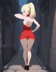 ai_generated blonde_hair focus_on_ass heavenly_ass lillie_(pokemon) pokemon prostitution short_dress slim_waist slut slutty_body slutty_dress small_ass small_breasts