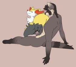 animal_genitalia animal_pussy anthro anthro_on_anthro anthro_penetrated antoszowa anus braixen brown_body brown_fur canine_pussy condom dominant dominant_female duo duo_focus female female_penetrated fur generation_6_pokemon genitals group hair hi_res humanoid_genitalia interspecies male male/female male_penetrating male_penetrating_female mammal nintendo nude on_ground penetration pokémon_(species) pokemon pokemon_(species) pokephilia procyonid pussy raccoon rear_view sex sexual_barrier_device size_difference smile submissive submissive_male vaginal_penetration video_games