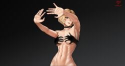 abs azov_chan blonde blonde_female blonde_hair choker covered_nipples hands_casting_shadow jolibond marichka muscular muscular_female naked nude sexy sexy_body shadow ukrainian ukrainian_girl