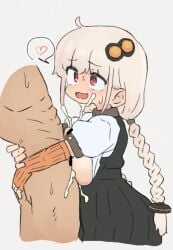 1boy 1girl :3 :d artistic_error black_dress braid breasts breasts_squeezed_together commentary_request contrast_collar cropped_legs cum cum_on_body cum_on_breasts dress facial gloves grey_background hair_ornament hair_tie head_out_of_frame heart heart-shaped_pupils hetero hug kizuna_akari large_breasts looking_at_another open_mouth orange_eyes orange_gloves paizuri paizuri_under_clothes pinafore_dress pleated_dress puffy_short_sleeves puffy_sleeves ribbed_gloves sagami_sagari shirt short_sleeves single_braid sleeveless sleeveless_dress smile spoken_heart sweat symbol-shaped_pupils vocaloid voiceroid white_shirt