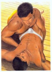 ben_kimura_(artist) male male_only gay yaoi original traditional_media muscular archived_source