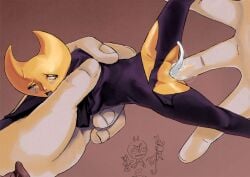 hylics wayne_(hylics) decres_(hylics) gibby_(hylics) fingering macro/micro unusual_genitalia ripped_clothing restricted simple_background macro size_difference