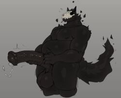 animal_genitalia animal_penis anthro balls belly big_balls big_belly big_penis black_body black_fur black_tail bodily_fluids bone bone_mask brown_balls brown_penis canid canine empty_eyes equine_genitalia equine_penis erection fangs fur genital_fluids genitals huge_penis jezzlen male male_anthro mammal mask masturbation medial_ring moobs mouth_closed nude overweight overweight_anthro overweight_male penile penile_masturbation penis precum precum_squirt skull skull_mask solo standing tail teeth