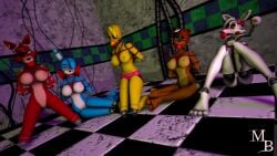 3_toes 3d_(artwork) 4_toes angry animatronic anthro arms_tied athletic athletic_anthro athletic_female avian ball_gag bdsm beak bear bedroom_eyes bird black_eyebrows black_nose blonde_hair blue_body blue_eyes bondage bonnie_(disembowell) bound breasts brown_body brown_hair canid canine cheek_tuft chica_(disembowell) chicken claws clothed clothing curvy_figure digital_media_(artwork) ear_piercing ear_ring eye_patch eyebrows eyewear facial_tuft feet female female_foxy female_only fingers five_nights_at_freddy's five_nights_at_freddy's_2 fox foxy_(disembowell) foxy_(fnaf) freddy_(disembowell) gag gagged galliform genital_jewelry genital_piercing genitals green_eyes group hair half-closed_eyes hands_behind_back hat headgear headgear_only headwear headwear_only hi_res inside jewelry kneeling lagomorph leporid lipstick looking_at_viewer machine makeup mammal mangle_(disembowell) mangle_(fnaf) masterbrony mostly_nude muffled narrowed_eyes nipples nude nude_anthro nude_female on_ground open_mouth open_mouth_gag phasianid piercing pink_body rabbit red_ball_gag red_body red_hair restraints ribbons ring_piercing robot rope rope_bondage rope_harness scottgames seductive sitting submissive submissive_anthro submissive_female teeth toe_claws toes top_hat topless topless_anthro topless_female toy_bonnie_(fnaf) toy_chica_(fnaf) toy_freddy_(fnaf) tuft underwear underwear_only vulva vulva_piercing white_body white_hair white_nipples yellow_body yellow_eyes yellow_nipples