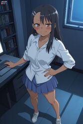 1girls absurdres adult ai_assisted ai_generated big_breasts breasts computer_monitor female hayase_nagatoro heeven highres male mature patreon patreon_username perfect_body please_don't_bully_me,_nagatoro standing uncensored