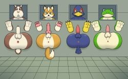 2026 3_toes 4_toes absurd_res amphibian animal_genitalia anthro anus avian balls barefoot bird blue_body brown_body brown_fur canid canine canine_genitalia claws countershade_feet countershading erection falco_lombardi feathers feet fox fox_mccloud frog fur genitals glory_hole glory_wall green_body group hi_res lagomorph leporid male male_focus mammal nintendo nude orange_body orange_fur pawpads penis peppy_hare presenting presenting_anus rabbit reggie_rakun shaded slippy_toad soft_shading star_fox tail tail_feathers take_your_pick through_wall toe_claws toes