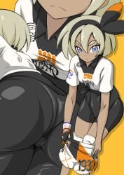 1girls ass bea_(pokemon) bodysuit cameltoe fit_female gym_leader nintendo pokemon pokemon_ss sportswear tamakko