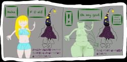 ! 2koma :3 :3_face ambiguous_gender ambiguous_species amphibian animal_transformation anthro anthro_female anthro_transformation areola areolae areolae_visible_through_clothing arrow_(symbol) back_length_hair bell belly belly_button big_areola big_belly big_belly_girl black_body blonde blonde-haired_female blonde_female blonde_hair blonde_hair_female blue_clothing blue_eyes bottom_heavy bottomless_female braless chubby chubby_female clavicle clothed clothing cute cute_face dark_crack dark_groin dark_vulva dialog dialogue dialogue_box dominant dubious_consent fat fat_belly fat_female fat_folds female flipping_off flipping_the_bird floating flying forced frog frog_girl frog_transformation green_body green_nipples green_skin gross haha human humanoid instant_loss instant_loss_2koma insult insulting inverted_nipples light-skinned_female light_breasts light_skin magic magic_item magic_user male middle_finger mob_face montgomery_glands navel no_bra no_hair no_panties no_pubes nude nude_anthro obscured_face pantyless pink_nipples pixel_art pizzathehut69 puffy_nipples puffy_pussy purple_clothing pussy questionable_consent red_eyes sagging_breasts see-through see-through_clothes see-through_clothing see-through_shirt see-through_top simple_background simple_coloring splotchy_groin splotchy_nipples sternocleidomastoid sternocleidomastoid_muscle submissive thick_thighs transformation transformation_by_item transformation_through_magic transformed uglification ugly unclothed unwilling_transformation vulva weight_gain weight_gain_female wide_hips wide_thighs wizard wizard_hat wizard_robe yellow_clothing young_adult young_adult_female young_female