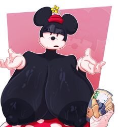 big_boobs big_breasts big_tits crow_(thedeathcrow) disney disney_channel hi_res highres huge_breasts minnie_mouse murid nipples rabbit5gamer simple_background twitter_username voluptuous voluptuous_anthro voluptuous_female wide_hips