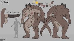 abs anon anthro character_sheet deathclaw fallout flaccid giantess gigantic_breasts gigantic_penis horsecock horsecock_futanari huge_cock lowndrawthing muscular_female original_character penis_to_the_knees size_difference spikes