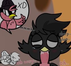 1boy 1boy1girl 1girls avian avian_penis ball_body beak beakjob birds birdsona black_body black_cap black_feathers black_skin blowjob blowjob_only blowjob_pov brush cap cum cum_in_mouth cumming cumming_in_mouth cumshot darkar_company dialogue discord_tag eyelashes fan_character feather_hair feathered_wings feathers harold harold_(angry_birds) harold_the_bird harold_the_bird_(angry_birds) hat hetero in_shade in_shadow mexican mexican_female mexican_male mexico oc oc_x_canon original_character parody parody_porn pink_body pink_feathers pink_penis pink_skin pov pov_male round_body saliva saliva_on_penis shade shaded shaded_face shadow simple_background sound_effects spanish_dialogue spanish_text sunlight tears unknown_artist vete_a_la_versh video_game video_game_parody webserie webseries white_eyes xd youtube youtuber zaina zaina_(vete_a_la_versh)
