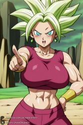 1female 1girl 1girls 2026 abs ai_generated aqua_eyes artist_name big_ass big_breasts blonde_hair blush breasts crop_top curvy dragon_ball dragon_ball_super earrings hand_on_hip hi_res high_quality high_resolution highres huge_ass huge_breasts jewelry kefla kefla_(dragon_ball) large_breasts legendary_super_saiyan looking_at_viewer midriff muscular muscular_female navel open_mouth pants patreon patreon_logo patreon_username pointing pointing_at_viewer solo spiked_hair super_saiyan super_saiyan_2 tank_top unjobdespiert watermark web_address