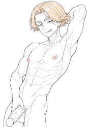 1boy 1male ai_generated bara big_penis bottom_pov civitai enticing gay gay_male illustrious_(stable_diffusion) implied_sex male male_focus male_only male_prey nude queer stable_diffusion sweat sweating tied_up tokyo_revengers yaoi black_and_white showing_off jerking jerkingoff one_arm_up arms_behind_head smirking_at_viewer smirking smirk tongue_out inui_seishu seishu_inui