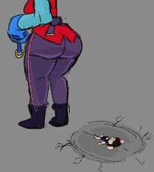 nelsomk colette_(brawl_stars) brawl_stars rod_(imrodrodent) 1girls 1boy butt ass size_difference micro rodent crushing big_ass