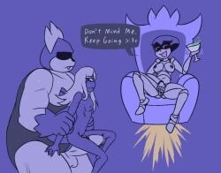 1girls 2boys artist_request deltarune deltarune_chapter_2 female female_masturbation female_supporting_yaoi fingering_self gay king_spade male male/male masturbating_while_watching penis queen queen_(deltarune) rouxls_kaard size_difference undertale_(series) yaoi