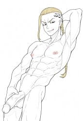 1boy 1male ai_generated bara big_penis bottom_pov civitai enticing gay gay_male illustrious_(stable_diffusion) implied_sex male male_focus male_only male_prey nude queer stable_diffusion sweat sweating tied_up tokyo_revengers yaoi black_and_white showing_off jerking jerkingoff one_arm_up arms_behind_head smirking_at_viewer smirking smirk tongue_out draken_(tokyo_revengers) ken_ryuguji