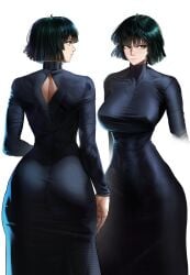1girl 1girls absurd_res absurd_resolution absurdres ahoge ass ass_in_dress back_cutout big_ass big_breasts big_butt black_dress breasts breasts_in_dress busty closed_mouth clothing_cutout commentary covered_navel curvaceous curvy curvy_female curvy_figure dress english_commentary fat_ass female female_focus female_only fubuki_(one-punch_man) green_eyes green_hair hi_res high_resolution highres huge_ass huge_breasts huge_butt large_ass large_breasts long_sleeves looking_to_the_side medium_hair multiple_angles multiple_views one-punch_man rido9 short_hair simple_background skin_tight solo solo_female solo_focus standing tagme voluptuous voluptuous_female white_background