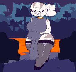 artist_request background big_breasts breasts closed_eyes female female_focus female_only ghast_(minecraft) huge_ass huge_thighs minecraft thick_ass thick_thighs thighs