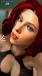 1girls 3d 3d_(artwork) 9:16 animated big_breasts black_widow_(marvel) blender breasts cleavage cleavage_cutout clothing clothing_cutout heracles3dx leotard marvel marvel_cinematic_universe marvel_comics medium_hair music natasha_romanoff red_hair scarlett_johansson shorter_than_10_seconds solo_female sound tagme tiktok vertical_video video