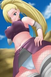 1girls big_breasts blonde_hair breasts cameltoe crop_top curvaceous curvy curvy_body curvy_female curvy_figure female female_only from_below hair_over_one_eye huge_breasts ino_yamanaka kunoichi large_breasts long_hair midriff naruto naruto_(series) naruto_shippuden ninja nipples otocai panties ponytail puffy_nipples pussy shounen_jump skirt sleeveless sleeveless_shirt solo solo_focus tied_hair underwear very_long_hair viewed_from_below voluptuous wide_hips